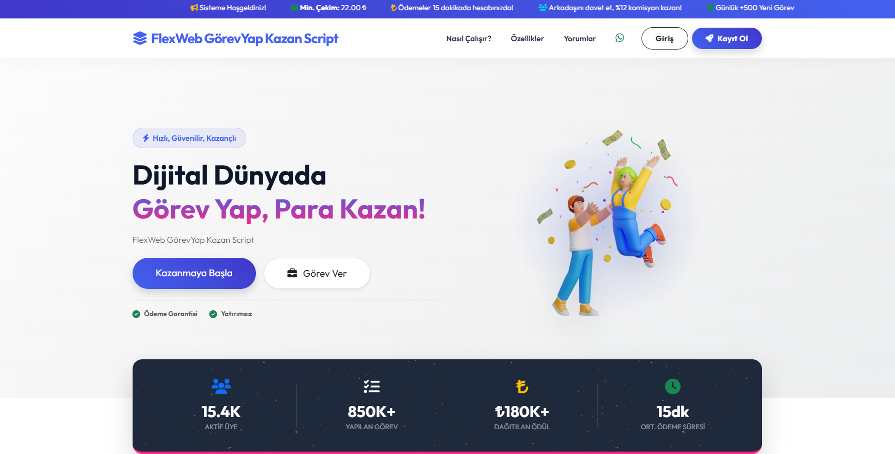 Görev Yap Para Kazan Premium Tema